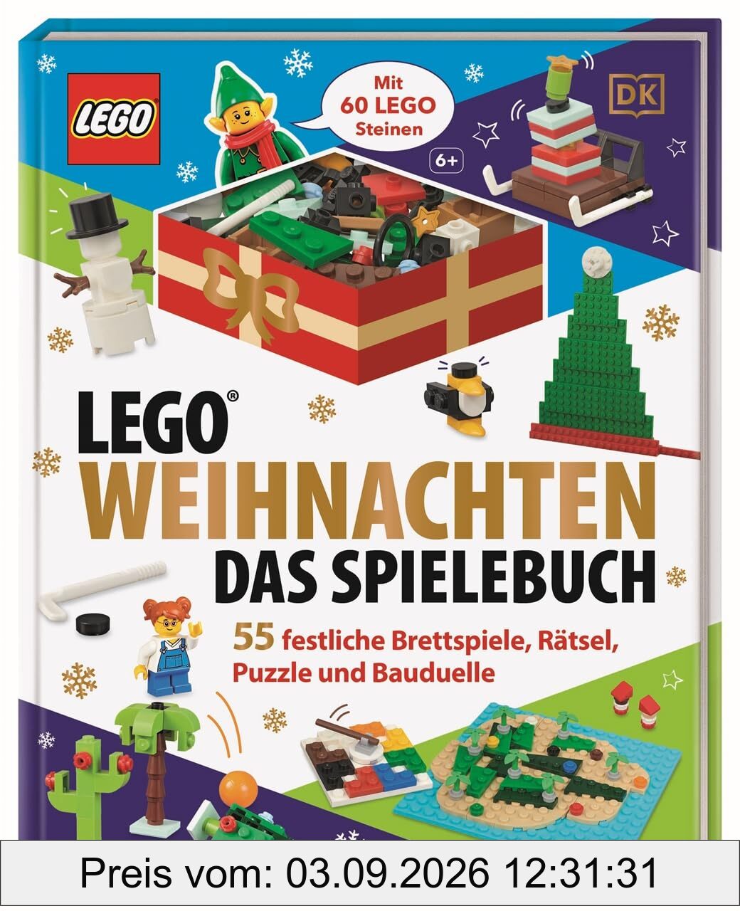 LEGO® Weihnachten Das Spielebuch: 55 festliche Brettspiele, Rätsel, Puzzle, Bauduelle – inkl. 60 weihnachtliche LEGO® Steine. Für Kinder ab 6 Jahren