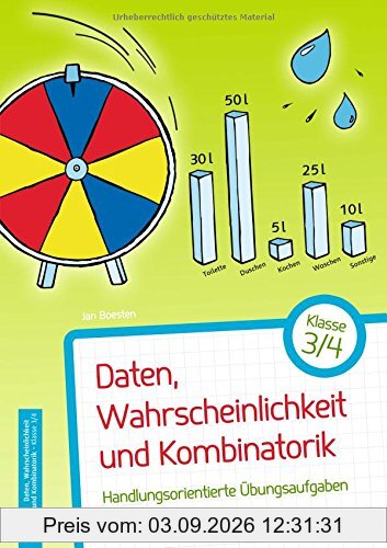 Daten, Wahrscheinlichkeit und Kombinatorik - Klasse 3/4: Handlungsorientierte Übungsaufgaben mit Lösungen