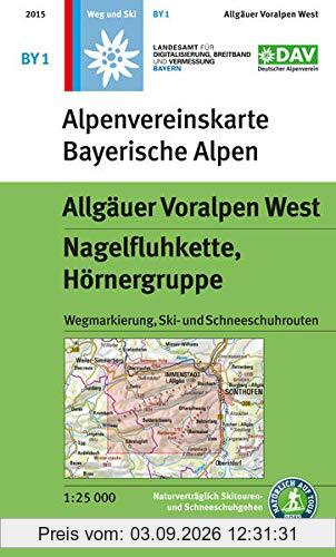 Allgäuer Voralpen West, Nagelfluhkette, Hörnergruppe: Wegmarkierung, Ski- und Schneeschuhrouten (Alpenvereinskarten)