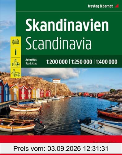 Skandinavien, Autoatlas 1:200.000 - 1:400.000, freytag & berndt: Spiralbindung, Camping- und Stellplätze, Freizeitinfos (freytag & berndt Autoatlanten)