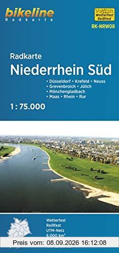 Radkarte Niederrhein Süd (RK-NRW08): Düsseldorf – Grevenbroich – Jülich – Krefeld – Maas – Mönchengladbach – Neuss (Bikeline Radkarte)