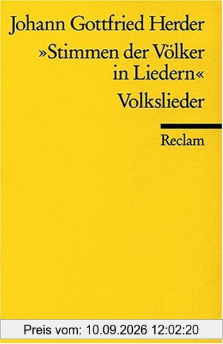 Stimmen der Völker in Liedern: Volkslieder: Volkslieder. Zwei Teile. 1778/79