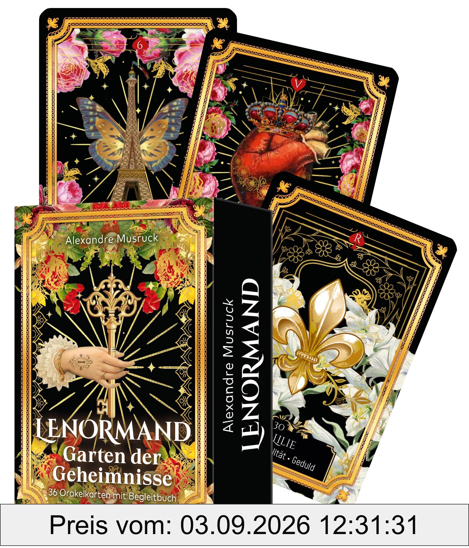 Lenormand – Garten der Geheimnisse: 36 Orakelkarten mit Begleitbuch - Wahrsage-Kartenset mit opulenter Ausstattung