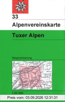 DAV Alpenvereinskarte 33 Tuxer Alpen 1 : 50 000 Wegmarkierung