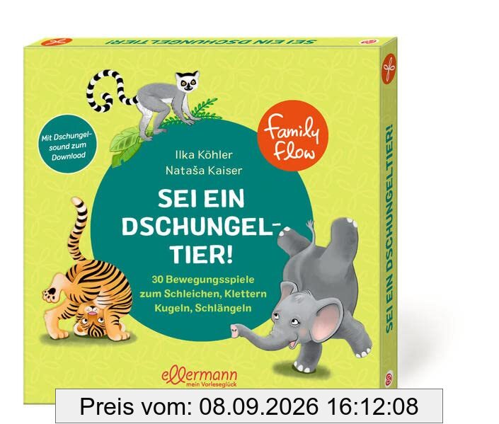 FamilyFlow. Sei ein Dschungeltier!: 30 Bewegungsspiele zum Schleichen, Klettern, Kugeln, Schlängeln