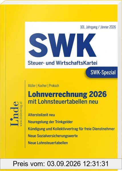 SWK-Spezial Lohnverrechnung 2026: mit Lohnsteuertabellen neu