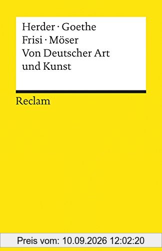 Von Deutscher Art und Kunst: Einige fliegende Blätter (Reclams Universal-Bibliothek)