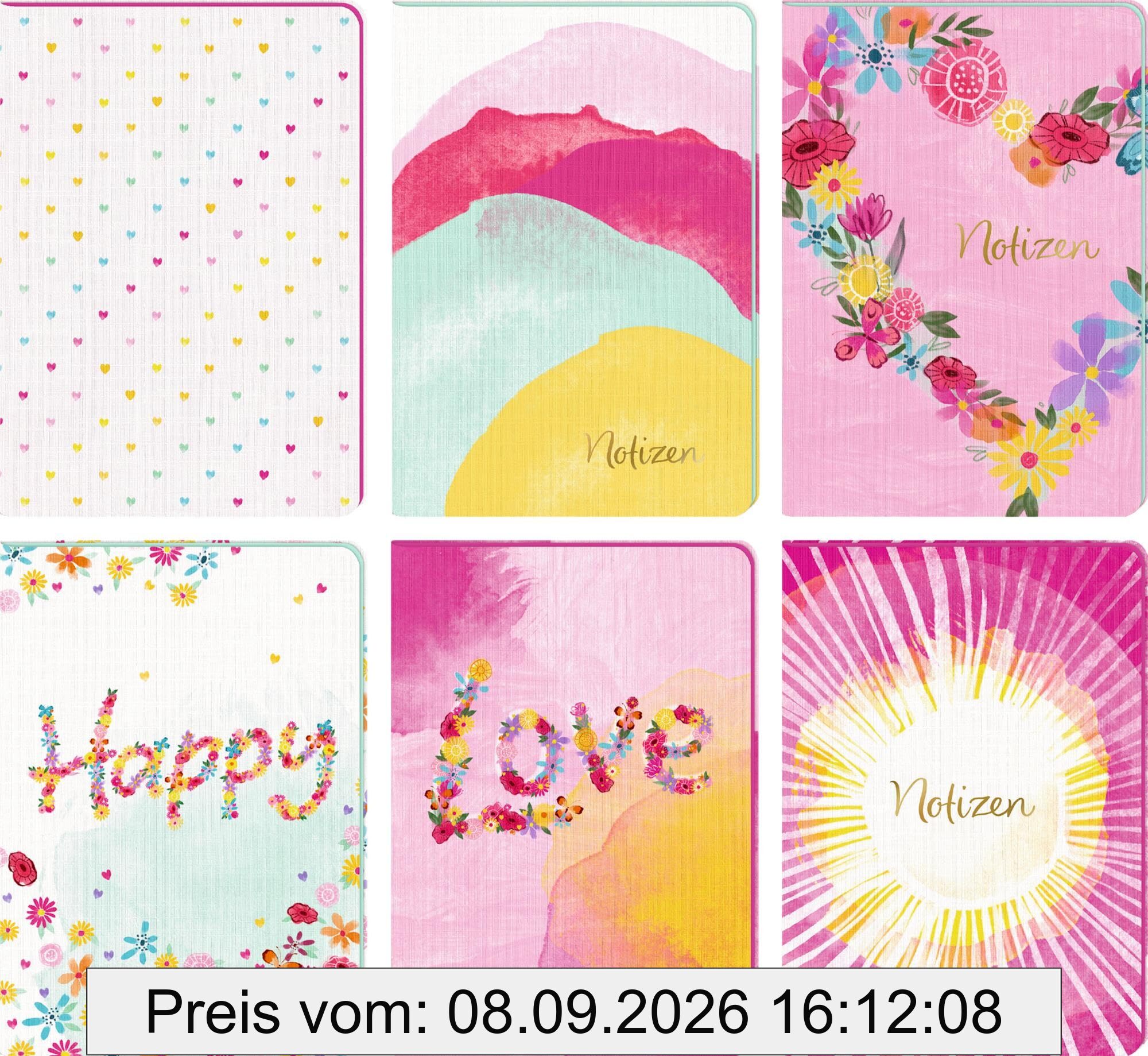 Notizhefte DIN A5 – Love & Happiness; Preis pro Stück; Keine Motivauswahl möglich