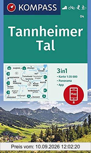 KOMPASS Wanderkarte Tannheimer Tal: 3in1 Wanderkarte 1:35000 mit Panorama inklusive Karte zur offline Verwendung in der KOMPASS-App. Fahrradfahren. ... Langlaufen. (KOMPASS-Wanderkarten, Band 4)