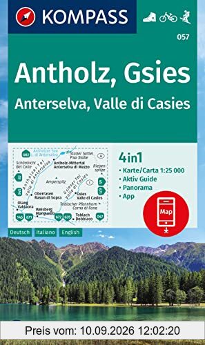KOMPASS Wanderkarte 057 Antholz, Gsies, Anterselva, Valle di Casies 1:25000: 4in1 Wanderkarte mit Aktiv Guide und Panorama inklusive Karte zur offline ... Skitouren. (KOMPASS-Wanderkarten, Band 57)