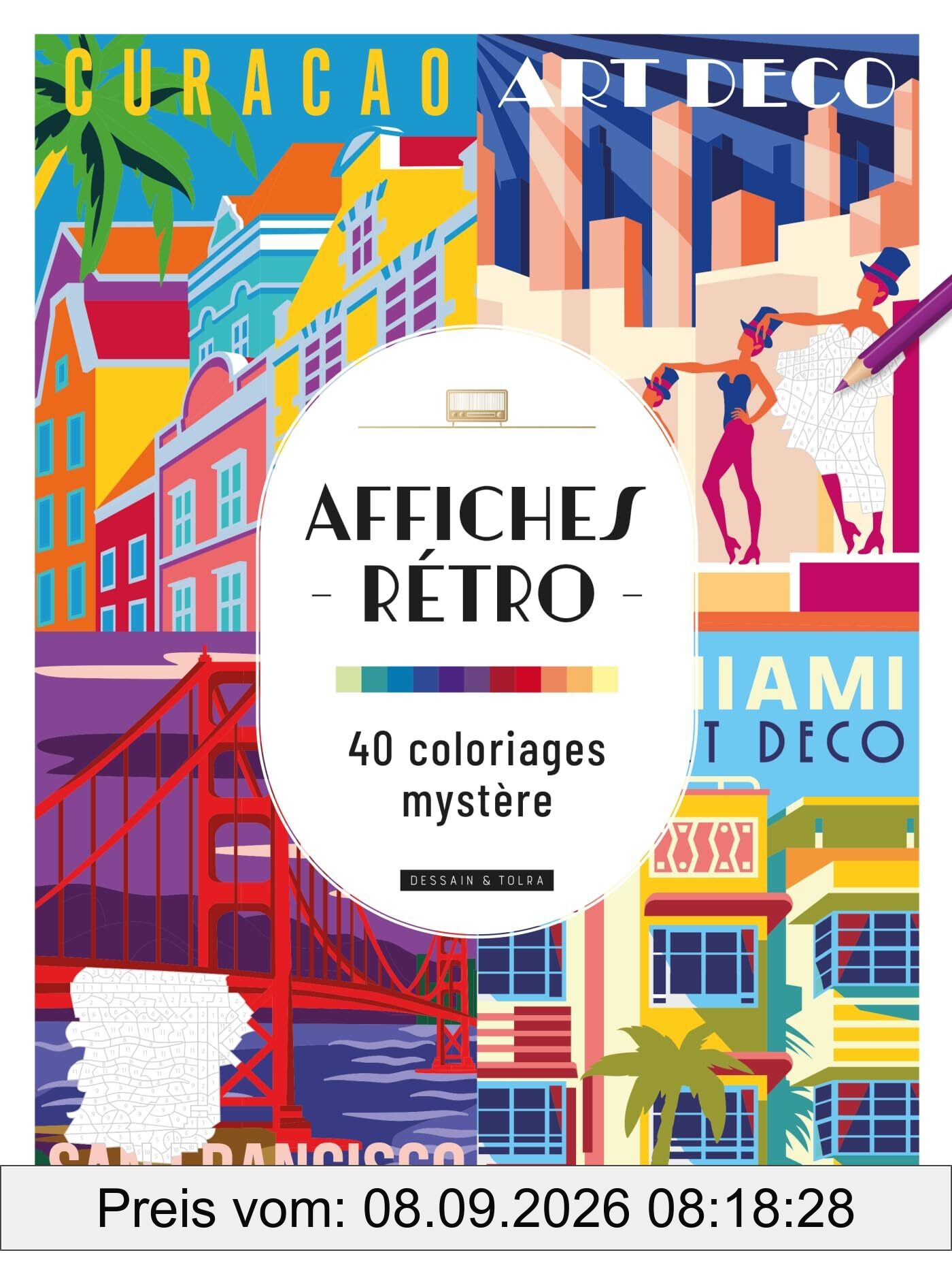 Affiches rétro : 40 coloriages mystère