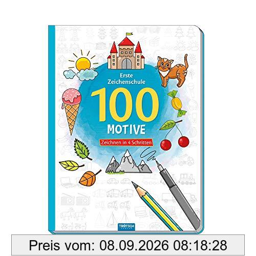 Trötsch Erste Zeichenschule 100 Motive Zeichnen in 4 Schritten Malbuch: Ausmalbuch Malbuch Zeichenbuch