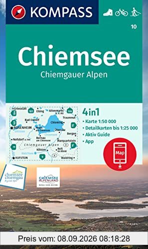 KOMPASS Wanderkarte 10 Chiemsee, Chiemgauer Alpen: markierte Wanderwege, Fahrradwege, Skitouren, Langlaufen (KOMPASS-Wanderkarten, Band 10)