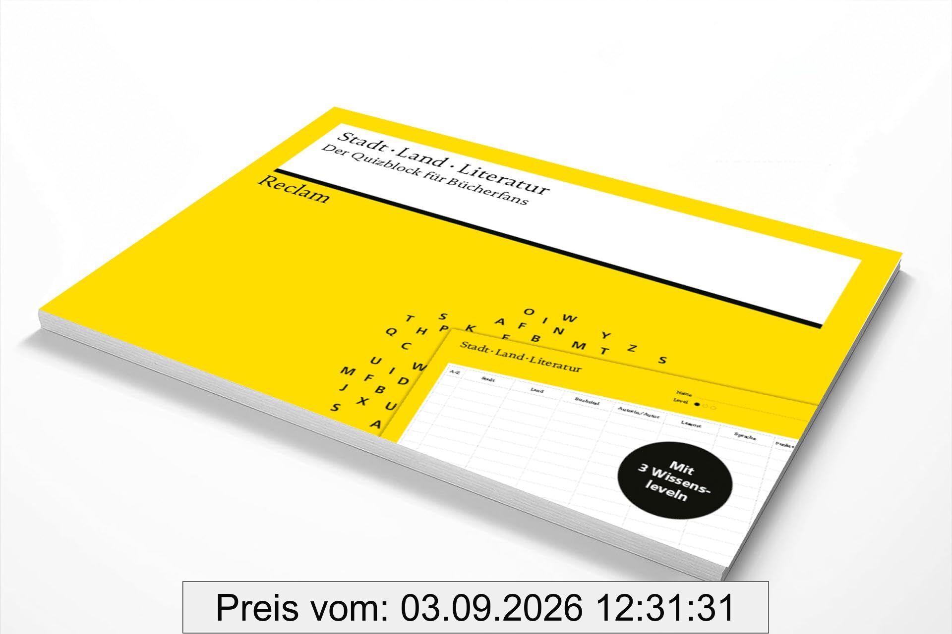 Stadt - Land - Literatur. Der Quizblock für Bücherfans: 60 Spielbogen zum Abreißen – Der überraschende Spielspaß zum Thema Literatur – Das perfekte Geschenk für Bücherwürmer