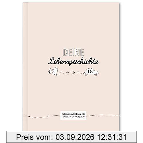 Deine Lebensgeschichte: Erinnerungsalbum bis zum 18. Lebensjahr (hellrosa)
