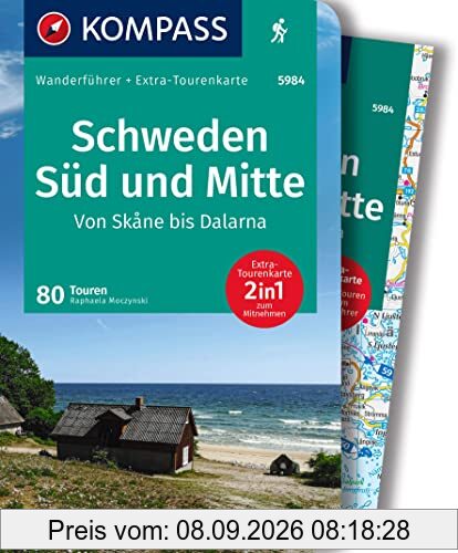 KOMPASS Wanderführer 5984 Schweden Süd und Mitte, Von Skåne bis Dalarna, 80 Touren: Wanderführer mit Extra-Tourenkarte 1:50000, GPX-Daten zum Download.