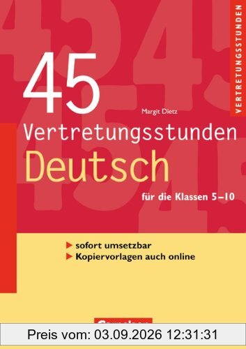 45 Vertretungsstunden Deutsch: Buch mit Kopiervorlagen über Webcode