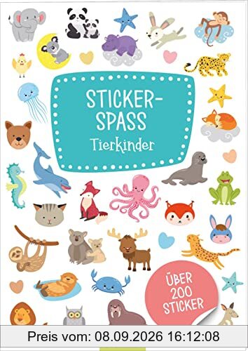 Stickerspaß Tierkinder: Über 200 Sticker | Stickerheft für Tierfans ab 4 Jahren