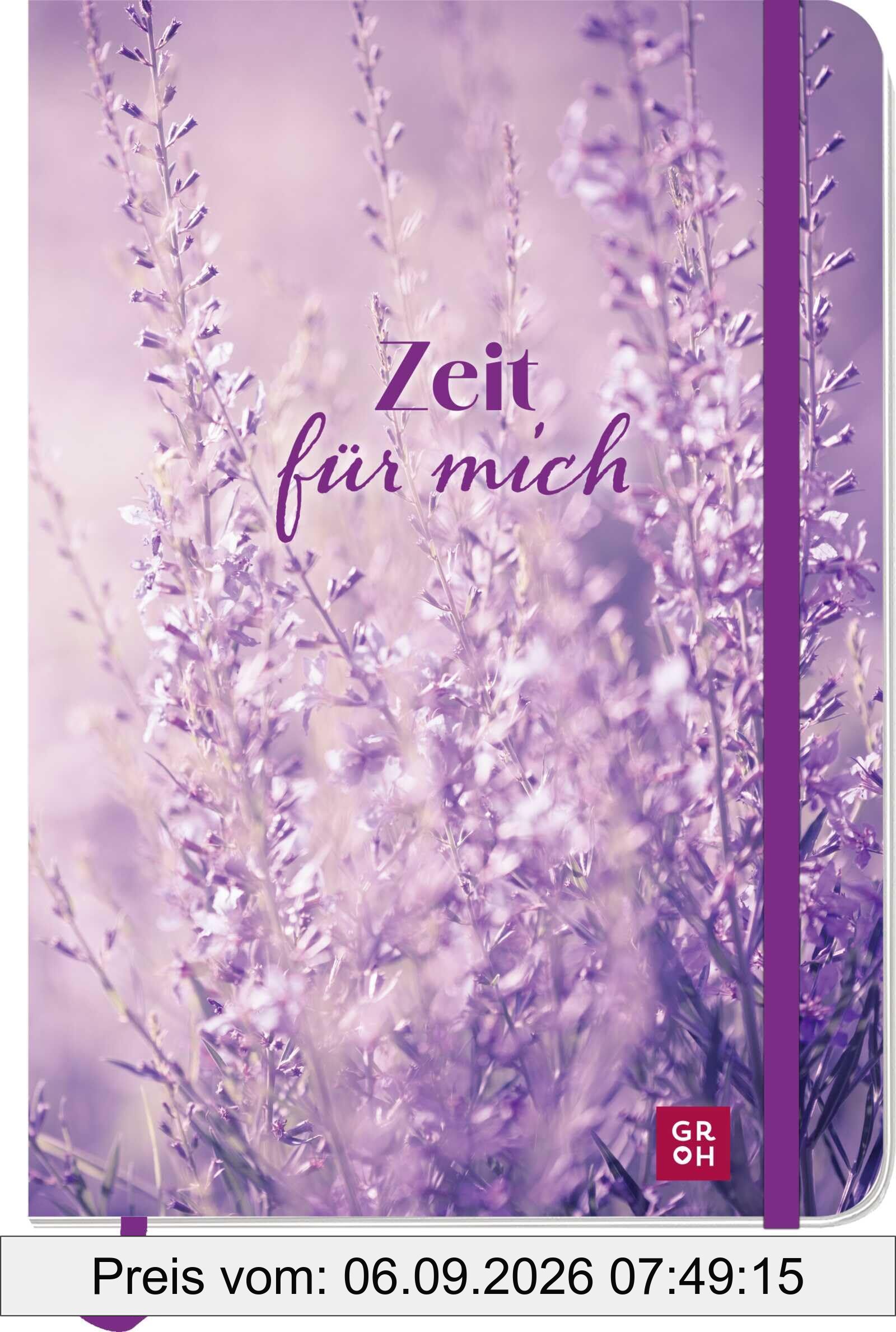 Notizbuch Zeit für mich Lavendel: Softcover-Blankbook im DIN A5-Format mit 96 Seiten und Punkteraster. Mit Einstecktasche, Gummiband, Lesebändchen, runde Ecken