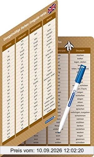 Unregelmäßige Verben / irregular Verbs - Zeitformen - 1 Doppelfeld mit Stift: Im großen Format zum Aufklappen, trocken abwischbar ohne zu schmieren und ohne Farbrückstände