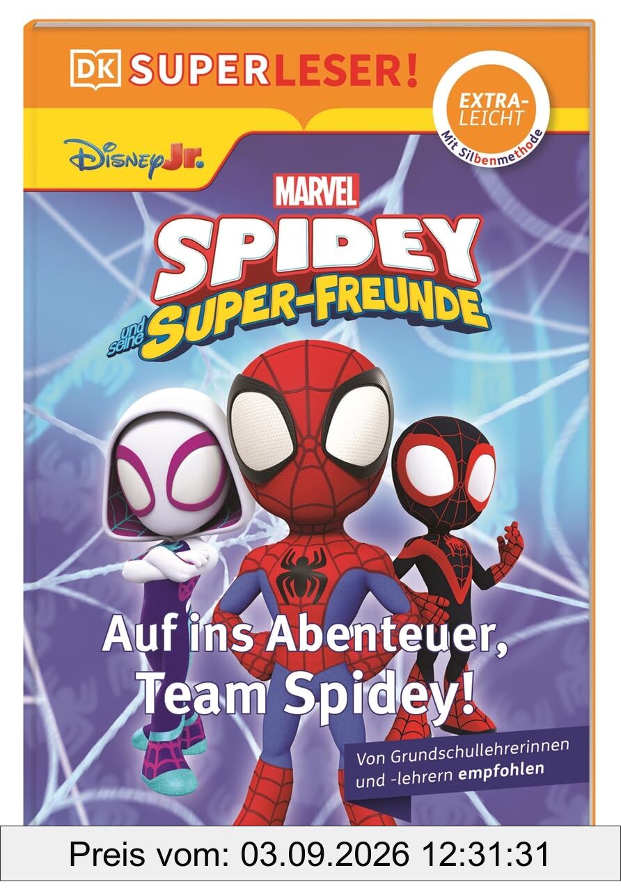 SUPERLESER! Marvel Spidey und seine Super-Freunde Auf ins Abenteuer, Team Spidey!: Lesestufe extraleicht, Sach-Geschichten für Erstleser. Mit Silbenmethode für Kinder ab 6 Jahren