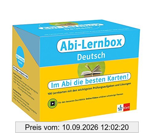 Klett Abi-Lernbox Deutsch: 100 Lernkarten mit den wichtigsten Prüfungsaufgaben und Lösungen