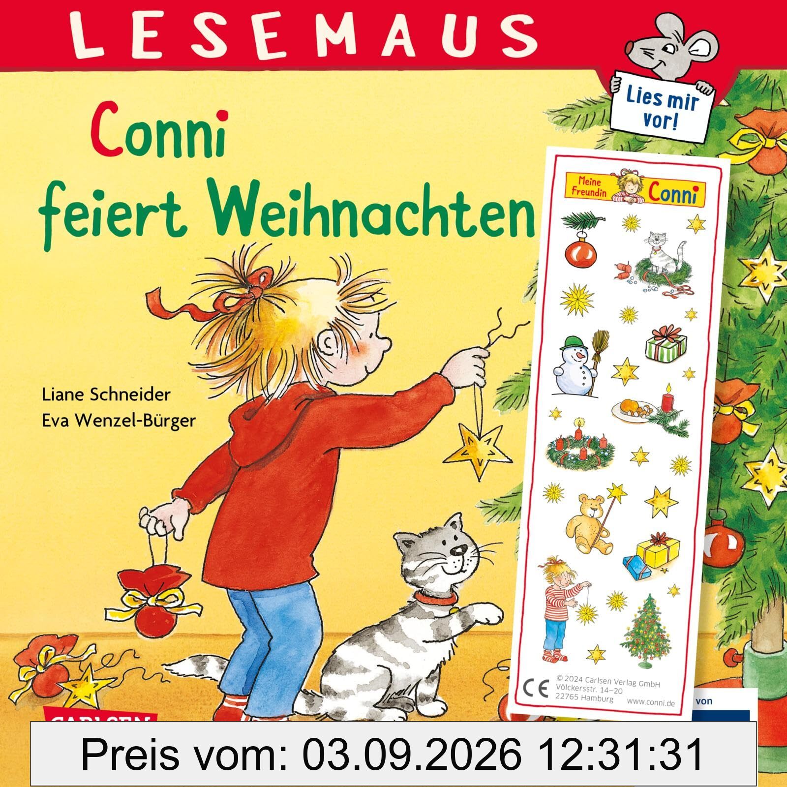 LESEMAUS 58: Conni feiert Weihnachten: Bilderbuchgeschichte für Kinder ab 3 | mit tollen Weihnachtsstickern (58)