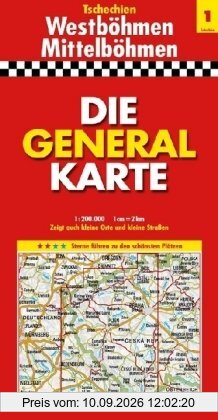Die Generalkarte Tschechien 1, Westböhmen/Mittelböhmen 1:200 000