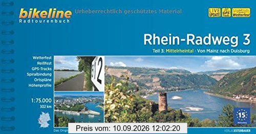 Rhein-Radweg Teil 3: Mittelrheintal · Von Mainz nach Duisburg, 302 km