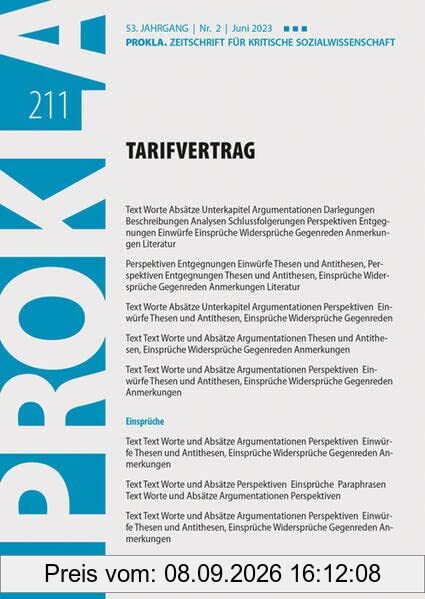Tarifvertrag: PROKLA 211 / 53. Jg., Heft 2, Juni 2023 (PROKLA. Zeitschrift für kritische Sozialwissenschaft)