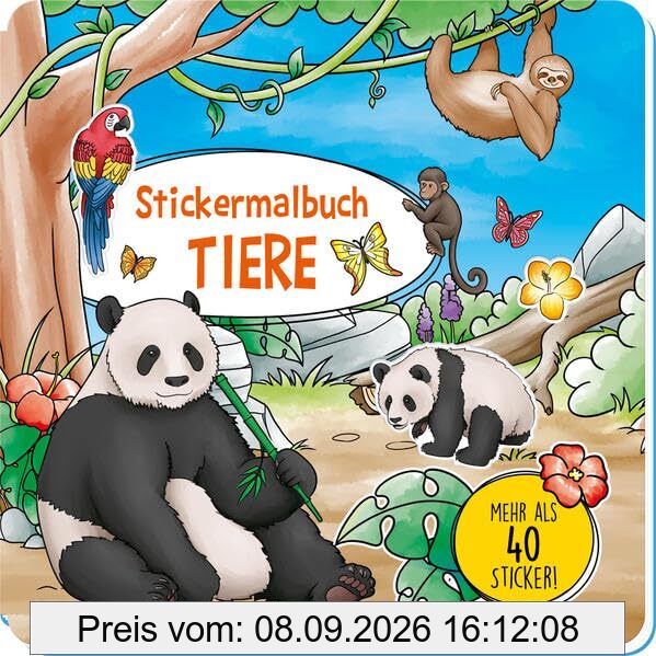 Trötsch Malbuch Stickermalbuch Tiere: Malbuch Beschäftigungsbuch Ausmalbuch Stickerbuch
