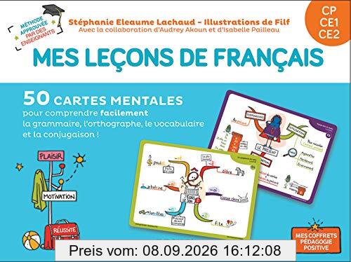 Mes leçons de français CP, CE1, CE2 : 50 cartes mentales pour comprendre facilement la grammaire, l'orthographe, la conjugaison et le vocabulaire !