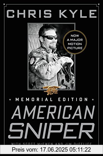 Binding : Gebundene Ausgabe, Label : William Morrow, Publisher : William Morrow, NumberOfItems : 1, medium : Gebundene Ausgabe, numberOfPages : 480, publicationDate : 2013-10-15, releaseDate : 2013-10-15, authors : Chris Kyle, Scott Mcewen, Jim DeFelice, languages : english, ISBN : 0062290797