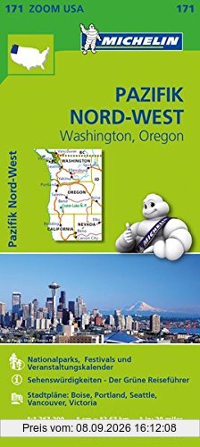 Michelin Pazifik Nord-West, Washington, Oregon: Straßen- und Tourismuskarte 1:1.267.200 (MICHELIN Zoomkarten)