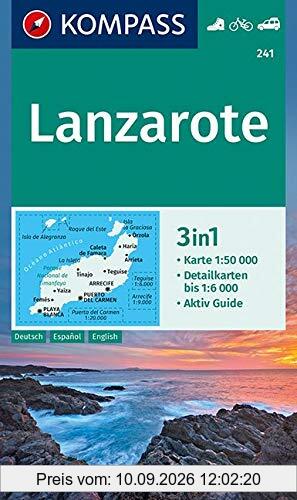 Lanzarote: 3in1 Wanderkarte 1:50000 mit Aktiv Guide und Detailkarten. Fahrradfahren. Autokarte. (KOMPASS-Wanderkarten, Band 241)
