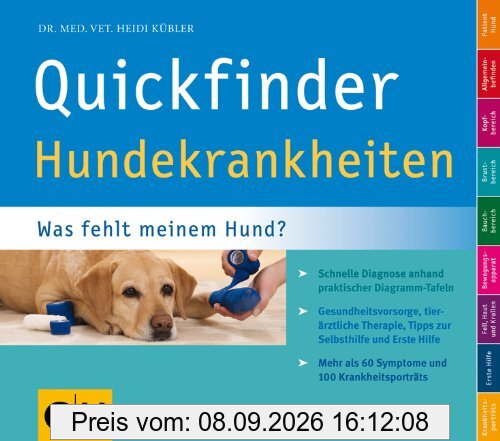 Quickfinder Hundekrankheiten: Was fehlt meinem Hund? Schnelle Diagnose anhand praktischer Diagramm-Tafeln. (GU Quickfinder Heimtier)