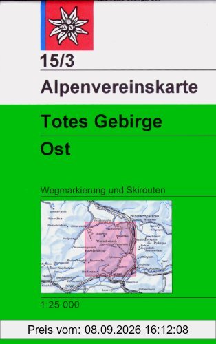 Totes Gebirge, Ost: Topographische Karte 1:25.000 mit Wegmarkierungen und Skirouten