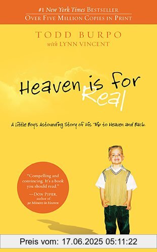 Binding : Taschenbuch, Edition : Original, Label : Thomas Nelson, Publisher : Thomas Nelson, NumberOfItems : 1, PackageQuantity : 1, medium : Taschenbuch, numberOfPages : 163, publicationDate : 2010-11-02, authors : Todd Burpo, languages : english, ISBN : 0849946158
