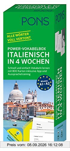 PONS Power-Vokabelbox Italienisch - Schnell und einfach Vokabeln lernen mit 800 Karten inklusive App und Aussprachetraining