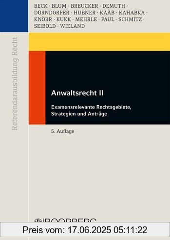 Binding : Broschiert, Edition : 5. Auflage., Label : Boorberg, Publisher : Boorberg, medium : Broschiert, numberOfPages : 471, publicationDate : 2011-07-22, authors : Thomas Beck, languages : german, ISBN : 3415047059