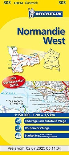 Die Buchhandlung in Oelde hat das Buch Michelin Normandie West: Straßen- und Tourismuskarte (MICHELIN Localkarten, Band 303)