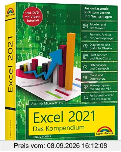 Excel 2021- Das umfassende Excel Kompendium. Komplett in Farbe. Grundlagen, Praxis, Formeln, VBA, Diagramme für alle Excel Anwender -: Auch für Microsoft 365 geeignet