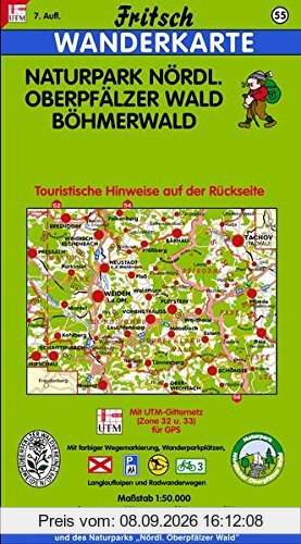 Fritsch Karten, Nr.55, Naturpark Nördlicher Oberpfälzer Wald, Böhmerwald (Fritsch Wanderkarten 1:50000)