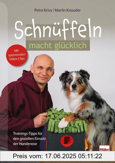 Brand : Müller Rüschlikon, Binding : paperback, Edition : 1, Label : Schnüffeln macht glücklich : Trainings-Tipps für den gezielten Einsatz der Hundenase, medium : paperback, numberOfPages : 144, publicationDate : 2024-09-24, releaseDate : 2024-09-24, languages : german, ISBN : 3275023268