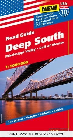 Hallwag USA Road Guide 10 Deep South 1:1.000.000: Mississippi Valley, Gulf of Mexico (Hallwag Strassenkarten)