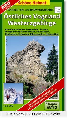 Doktor Barthel Wander- und Radwanderkarten, Östliches Vogtland, Westerzgebirge: Ausflüge zwischen Reichenbach i. V., Lengenfeld, Treuen, Schneeberg, ... Falkenstein, Rodewisch und Eibenstock