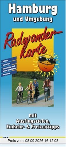 Radwanderkarte Hamburg und Umgebung: Mit Ausflugszielen, Einkehr- & Freizeittipps, reissfest, wetterfest, beschriftbar und wieder abwischbar. 1:100000