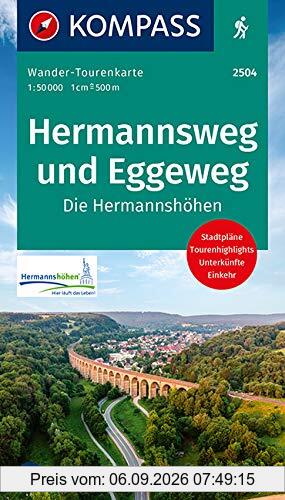 Hermannsweg und Eggeweg, Die Hermannshöhen: Wander-Tourenkarte. GPS-genau. 1:50000 (KOMPASS-Wander-Tourenkarten, Band 2504)