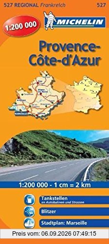 Michelin Provence Cote d'Azur: Straßen- und Tourismuskarte 1:200.000 (MICHELIN Regionalkarten, Band 527)