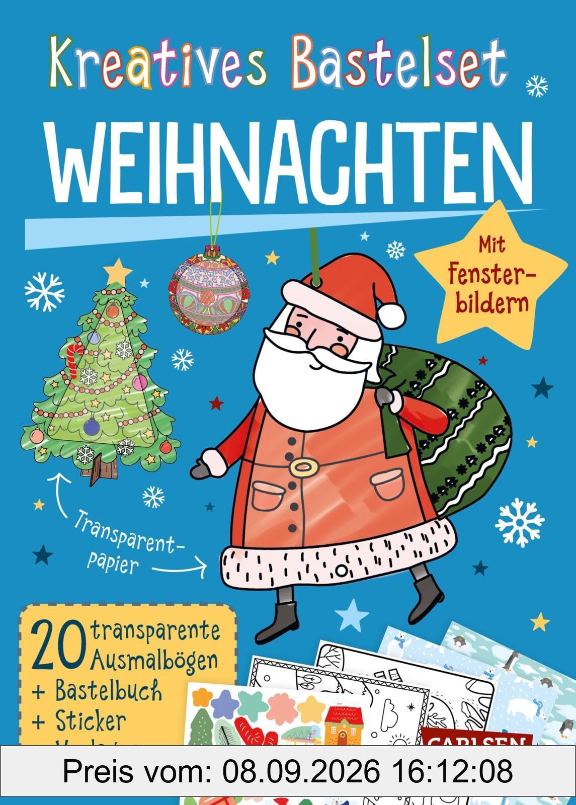 Bastelset für Kinder: Kreatives Bastelset: Weihnachten: Mit Fensterbildern | Bastelbuch mit Fensterbildern, Bastelvorlagen und Stickern für Kinder ab 6 Jahren